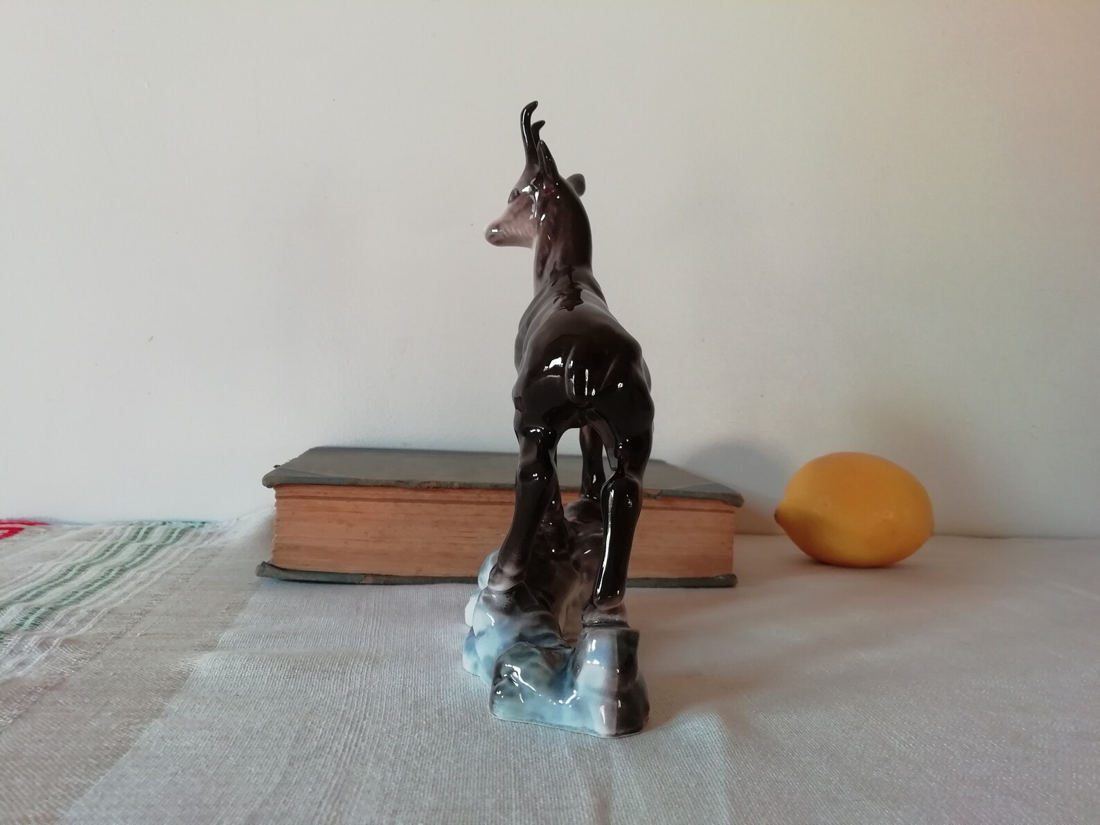 Vintage Porcelain Figurine Black Goat Collectible Figurine Etsy