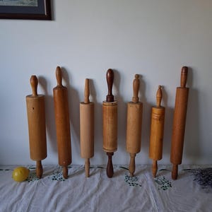 Large Vintage Wooden Rolling Pins - Rustic Kitchen Utensils for Use or Food Photography Props - Farmhouse Kitchen