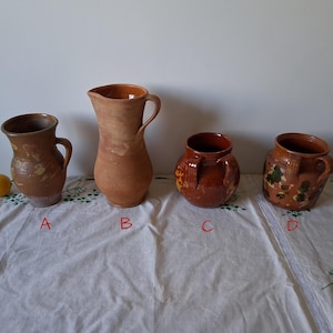 Ancient Clay Jug, Antique Earthenware Vessel, Rare Primitive Ceramic Pot, Old Terracotta Pitcher, Chipped Paint or Aged Water Vessel