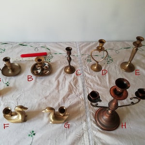 Antique Brass Bronze Copper Candle Holders, Charming Chamber Candlestick, Primitive Candle Holders image 1