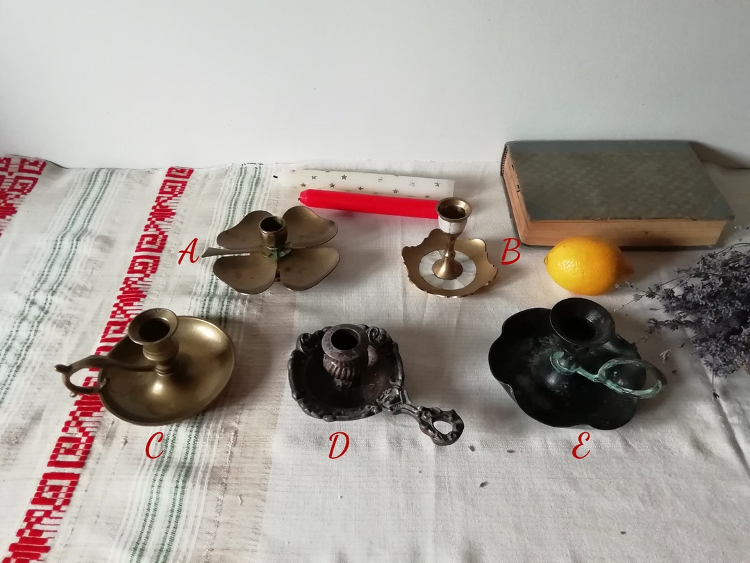 Antique Brass Bronze Candle Holders, Vintage Ornate Candlesticks