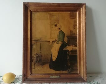 Antique M. Maris Dutch Interior Art – "The Young Cook" Framed Print – Dutch Golden Age Style Wall Decor