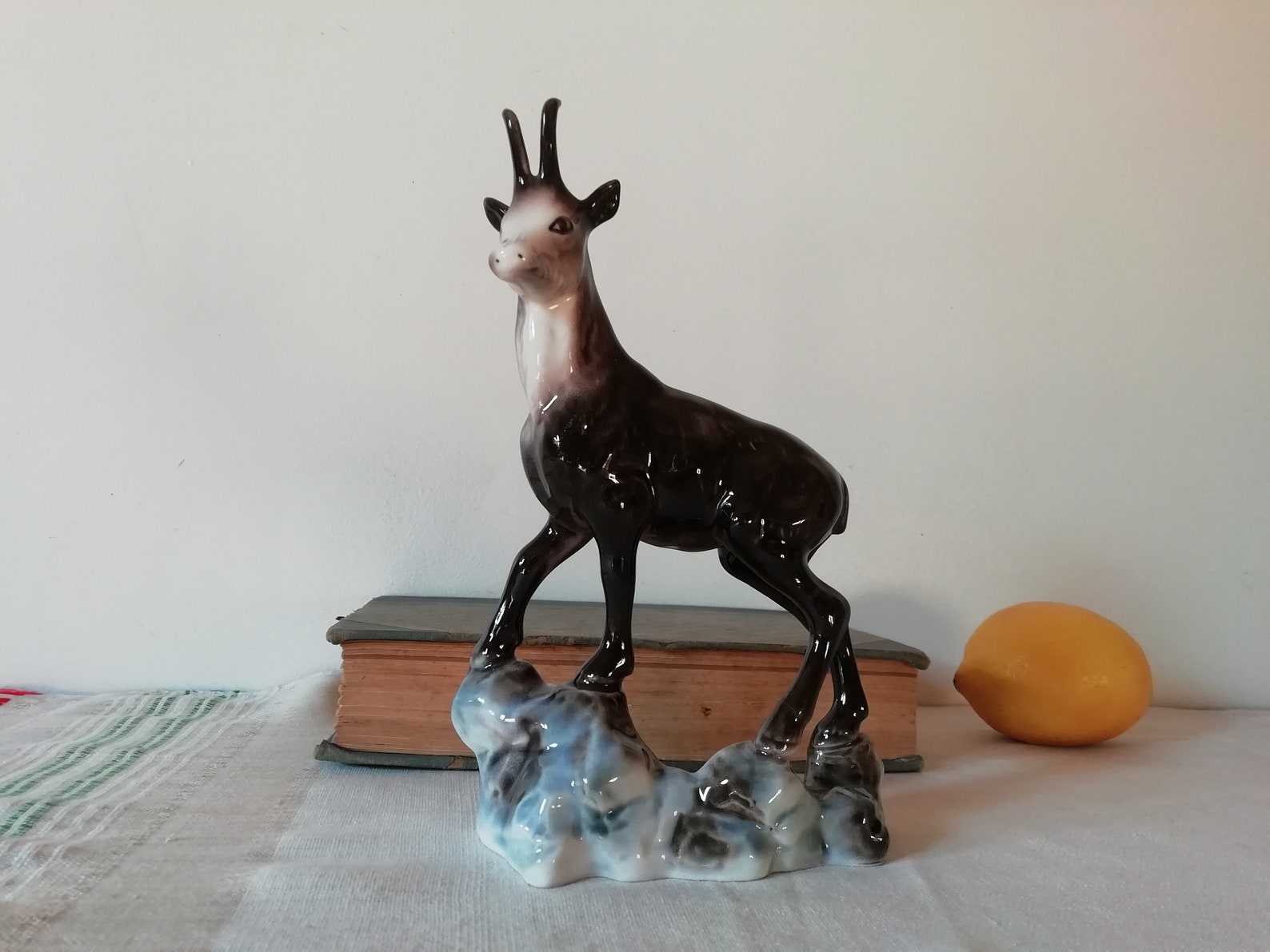 Vintage Porcelain Figurine Black Goat Collectible Figurine Etsy