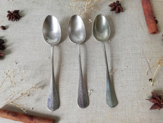 アンティーク フレンチシルバーメッキティースプーン3本セット、フード