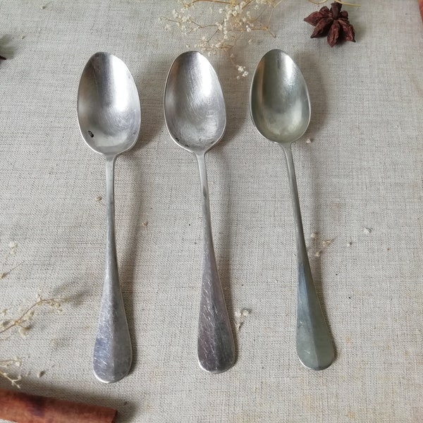 Antique French Silver Plated Tea Spoons set of 3, Food Photography Props, Food Props, Food Styling, Stylist, Flatware, Cutlery