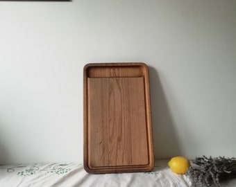 Vintage chopping board, Wooden cutting board with signs of use, Old serving board 16.92 inches for kitchen decor or food photo props