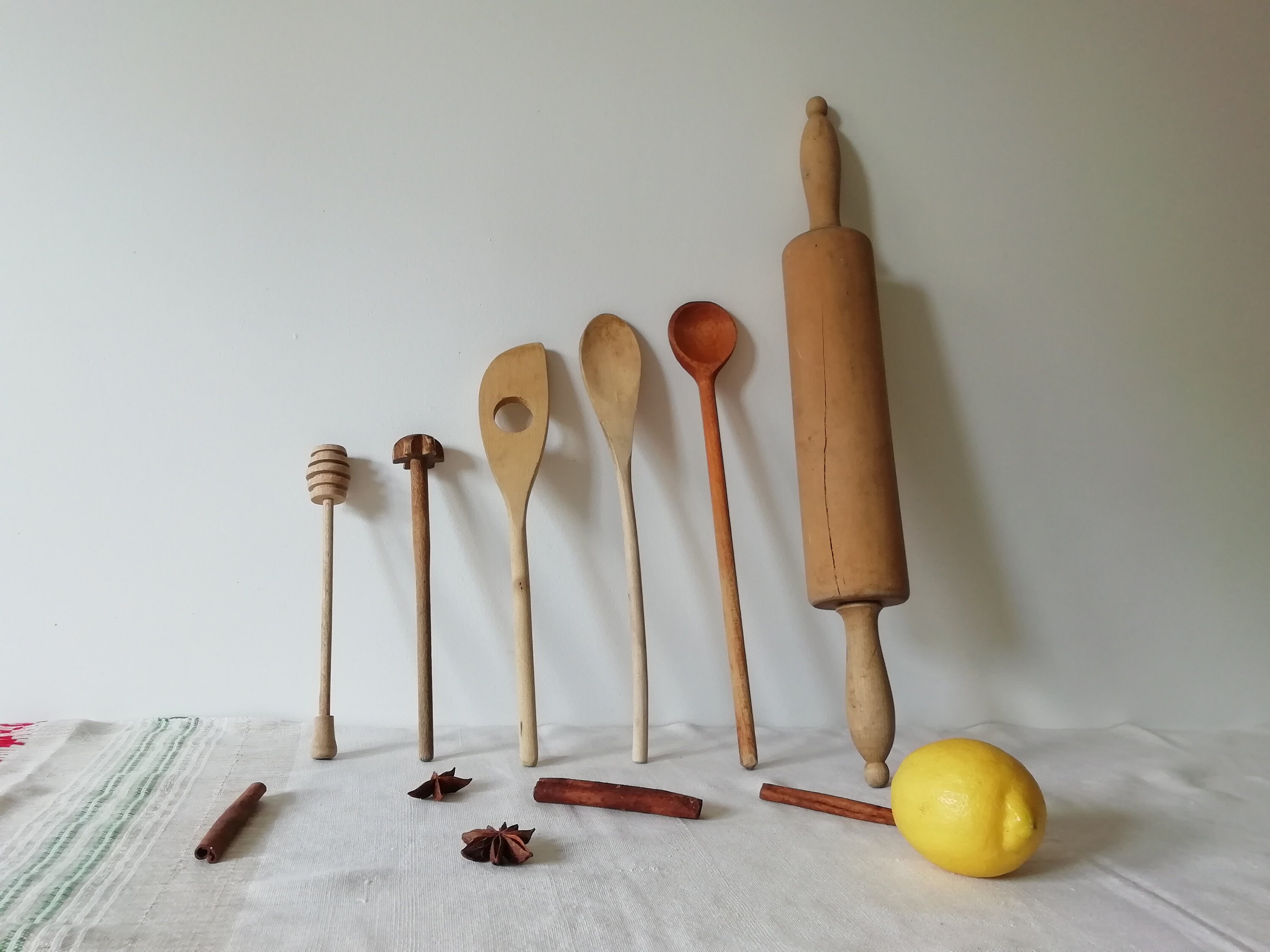 GLOBLELAND Set di 6 cucchiai da cucina in bambù con Babbo