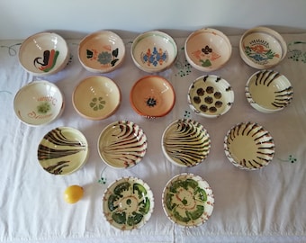 Ciotole di argilla antiche, piatti di ceramica fatti a mano vintage, ceramica rumena di terracotta primitiva rustica, ciotole di terracotta della fattoria, ciotola popolare n. 5