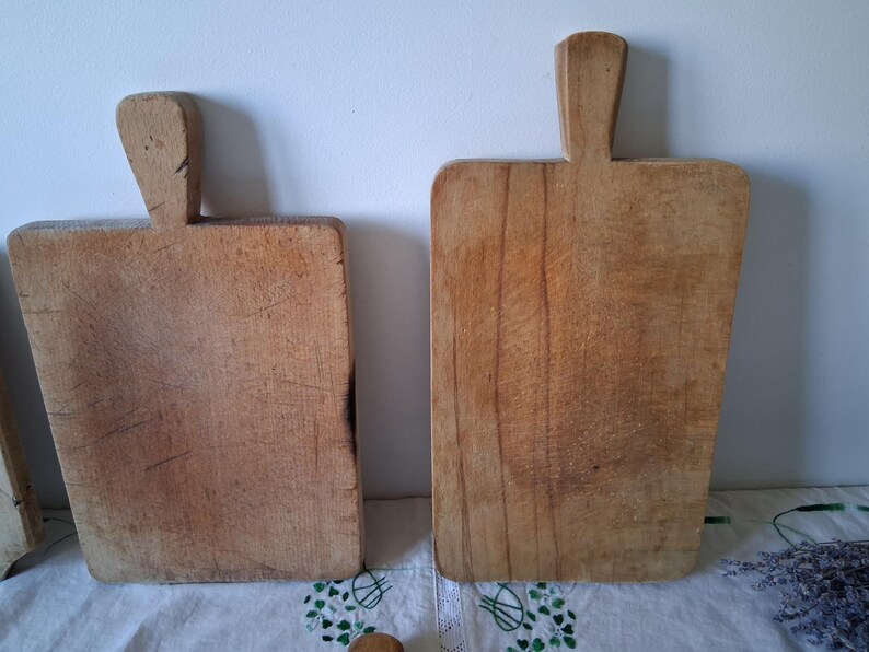 Vintage chopping board, Wooden cutting board with signs of use, Old serving board 14.96 inches for kitchen decor or food photo props image 4