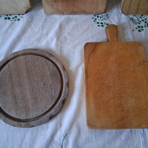 Vintage chopping board, Wooden cutting board with signs of use, Old serving board 14.96 inches for kitchen decor or food photo props image 5
