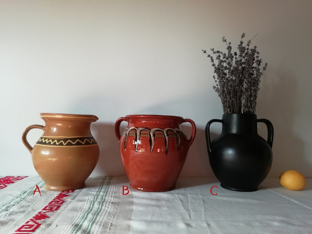 Large Primitive Clay Jugs Antique Ceramic Pitcher Ancient Etsy