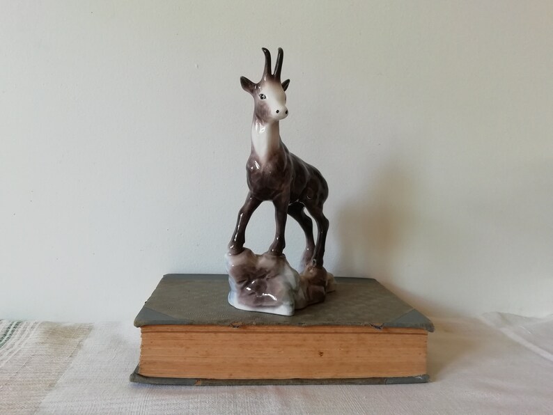 Vintage Porcelain Figurine Black Goat Collectible Figurine Etsy