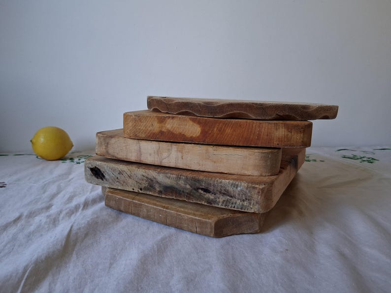 Vintage chopping board, Wooden cutting board with signs of use, Old serving board 14.96 inches for kitchen decor or food photo props image 8