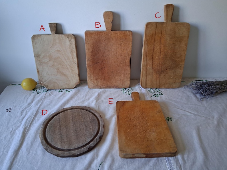 Vintage chopping board, Wooden cutting board with signs of use, Old serving board 14.96 inches for kitchen decor or food photo props image 2
