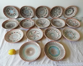 Traditional Romanian Hand Made Clay Plates Wall Hanging Decor, Vintage Folk Peasant Bowl, Rustic Terracotta Pottery # Rural