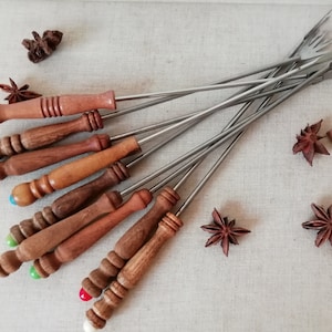 Collection of 9 Vintage Fondue Forks - Fondue Skewers - Cheese Forks Spears - Appetizer Utensils - Food Photo Props