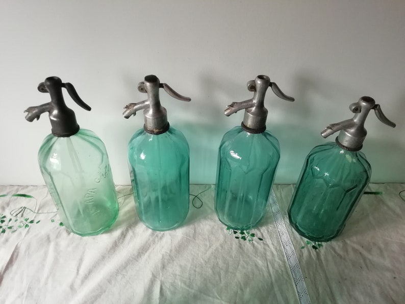 Aqua Blue Green Soda Seltzer Siphon Bottles From Romania Etsy