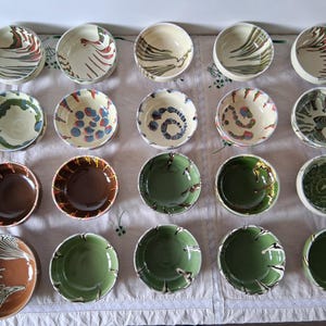 Antique Primitive Clay Bowls, Vintage Handmade Ceramic Plate, Rustic Terracotta Pottery, Food Photo Props