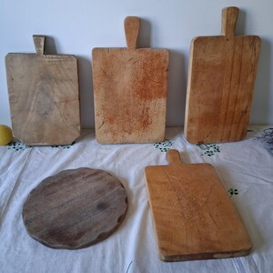 Vintage chopping board, Wooden cutting board with signs of use, Old serving board 14.96 inches for kitchen decor or food photo props image 6