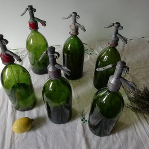 Vintage Green Soda Seltzer Siphon Bottles from Transylvania