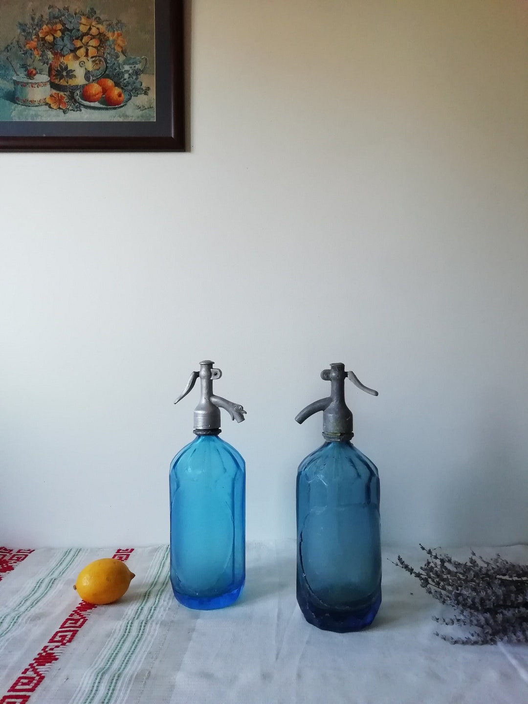 Antique Blue Seltzer Siphon Bottles From Romania Vintage Rare Etsy