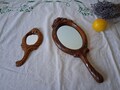 Vintage Hand Mirror, Antique Wooden Hand Carved Oval Mirror, Lady Gift Vanity Mirror, Dressing Table Makeup Mirror, Gift for Her product logo