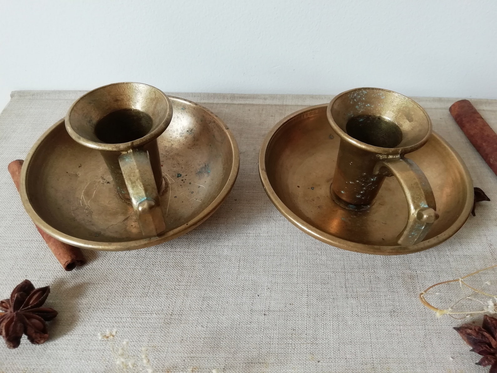 Charming Antique Brass & Bronze Candle Holder Chamber Etsy