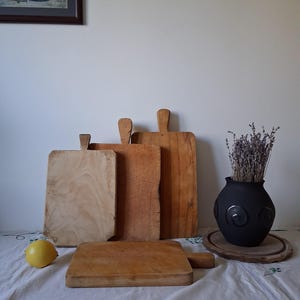 Vintage chopping board, Wooden cutting board with signs of use, Old serving board 14.96 inches for kitchen decor or food photo props image 9