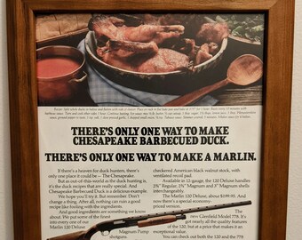 1978 Marlin Model 120 Shotgun Framed Vintage Ad - Vintage Firearms Ad
