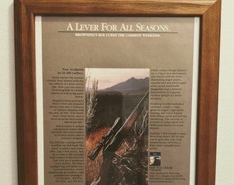 1983 Browning BLR Rifle Framed Vintage Ad - Vintage Firearms Ad