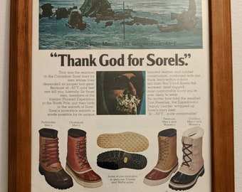 1978 Sorel Boots Framed Vintage Ad - Vintage Apparel Ad