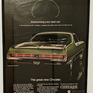 1968 Chrysler 300 Framed Vintage Ad - Vintage Car Ad