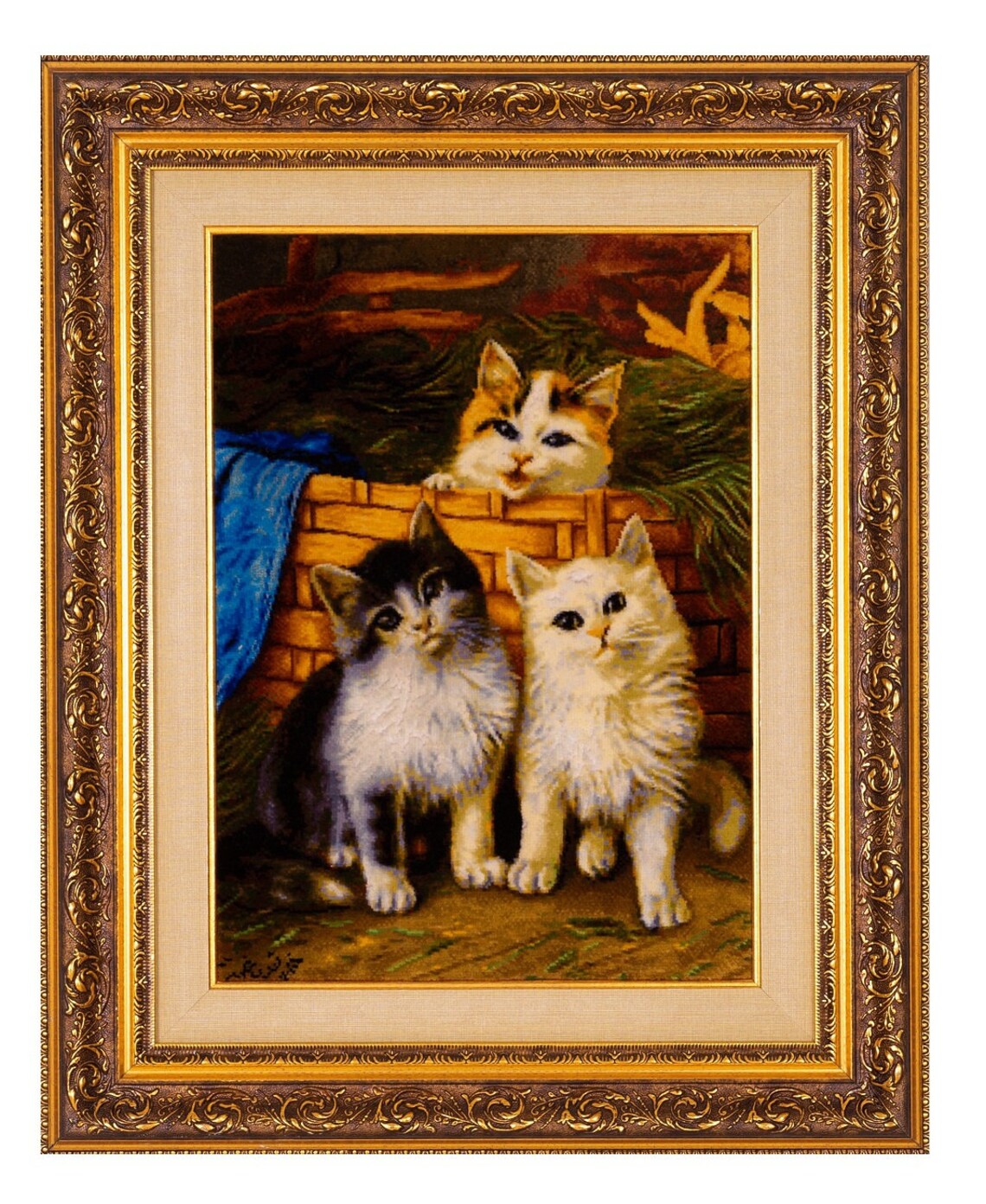 Persian Rug Cats Themed HandKnotted Wall Tapestry Hand Woven Etsy