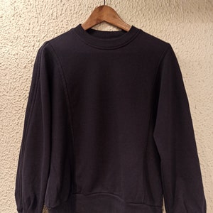 DRIES VAN NOTEN Panelled Crew Neck Cotton Sweatshirt in Navy size Small New !!!!