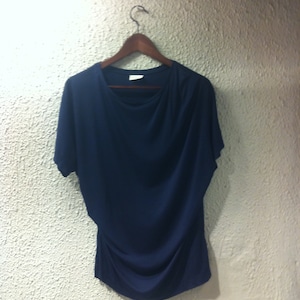 DRIES VAN NOTEN Cerus Gathered Blouse Navy size Small Authentic New !!