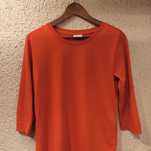 DRIES VAN NOTEN Half-Sleeve Orange Crew neck T-shirt Top size Small authentic New !!