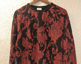 DRIES VAN NOTEN Abstract printed long Sleeve Sweatshirt Red&Black with defect size Extra Small