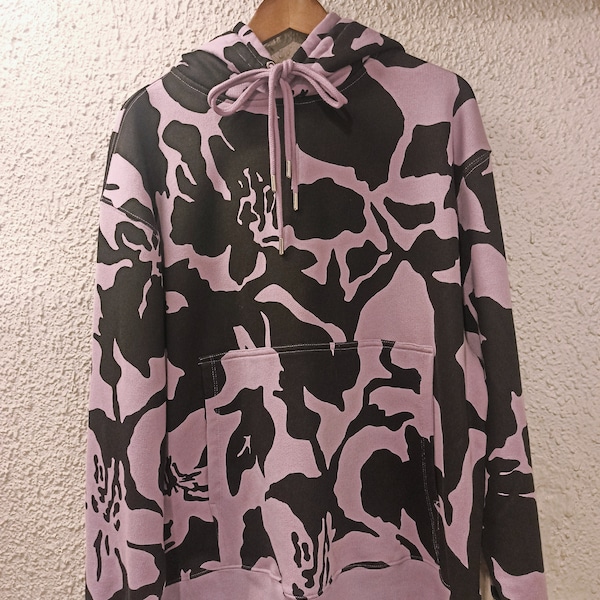 DRIES VAN NOTEN Floral Printed Oversized Hoodie in Lilac with defect size Medium