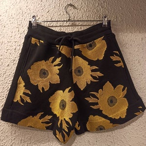 DRIES VAN NOTEN Floral Embroidered High-rise Track Shorts in Black size Medium New !!
