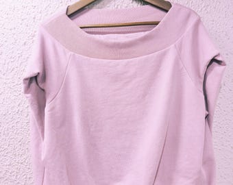 DRIES VAN NOTEN Off-shoulder Draped Sweatshirt in Pink size Extra Small