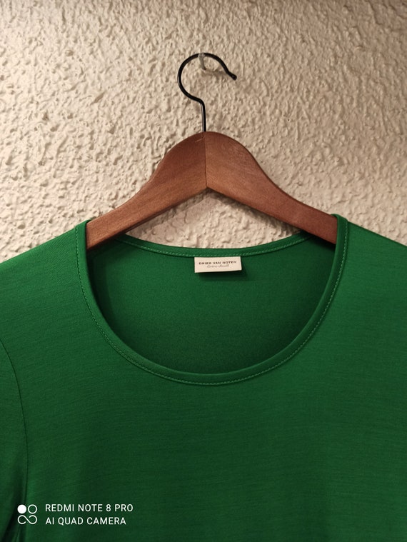 VIP【送料関税込】DRIES VAN NOTEN ORGANIC COTTON T-SHIRT DRIES VAN NOTEN Scoop- Neck T-shirt Dark Green Size Extra