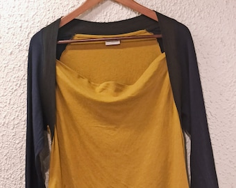 Dries Van Noten Wool Blend  Double Color Cowl Neck Top Grenny Yellow & Blue size Small New