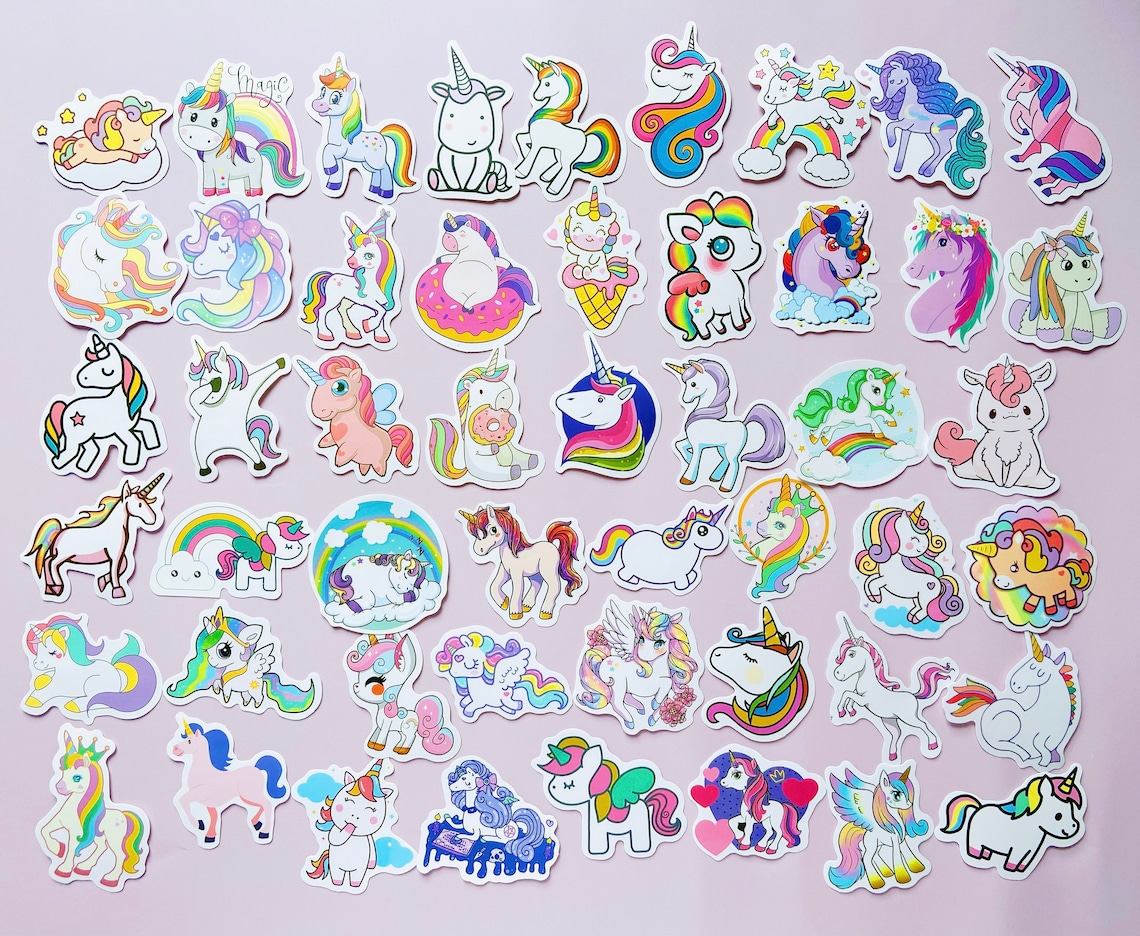 Cute Unicorn Sticker Pack Waterproof Stickers Etsy