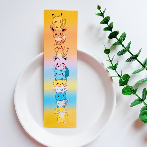 Cute Pokémon Bookmark-Pikachu, Charmander, Squirtle, Bulbasaur - Cute Character Page Marker-Double Sided Bookmark-Laminated Bookmark