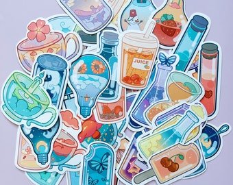 Aesthetic Bottle Sticker Pack-Aesthetic Drink-VSCO Stickers-Waterproof Stickers-Cute Stickers-Packaging Stickers