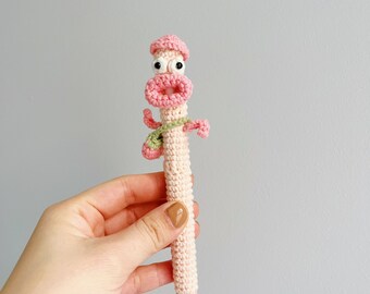 Joli crochet pomme avec manches, vers, grande bouche, peau, 2e génération, fait main, pomme avec étui à crayons