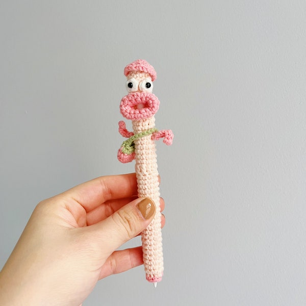 Cute Crochet Apple Pencil Sleeves-Worm-Big Mouth-Skin Cover-2nd Generation-Handmade Apple Pencil Case