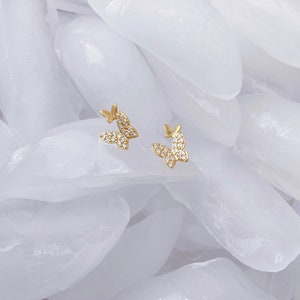14k Gold Plated Butterfly Earrings Stud