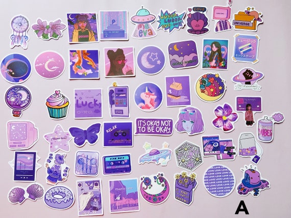 Cute Waterproof Purple Sticker Pack-vsco Stickers-skateboard-snowboard-packaging  