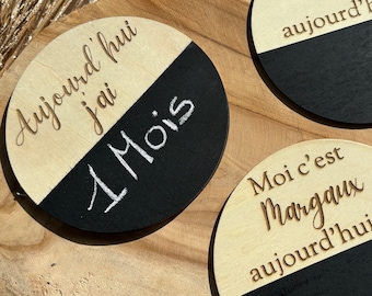 Personalized baby milestone card, erasable wood, welcome baby photo cards, baby milestones, slate